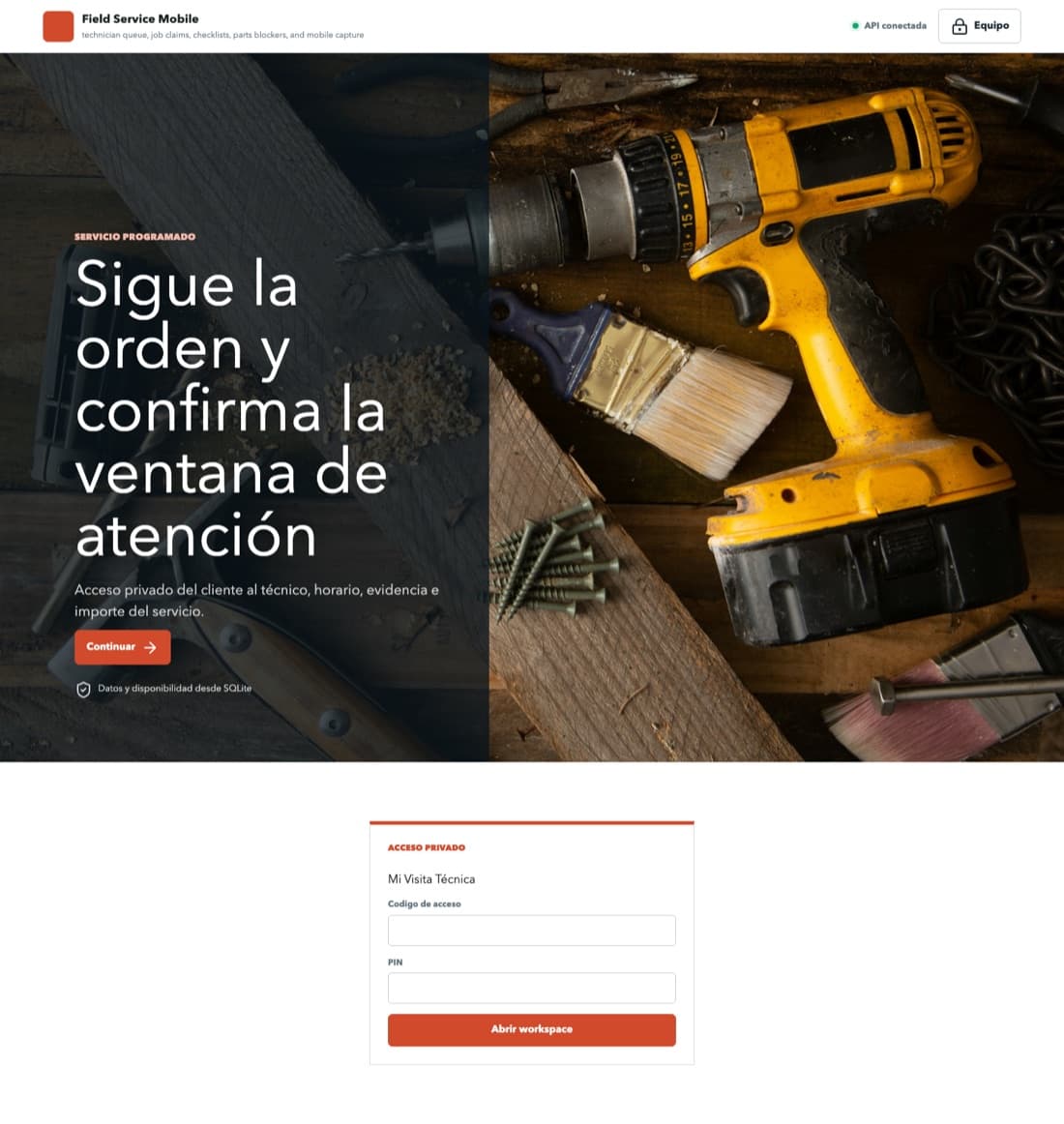 Portal de servicio tecnico en campo